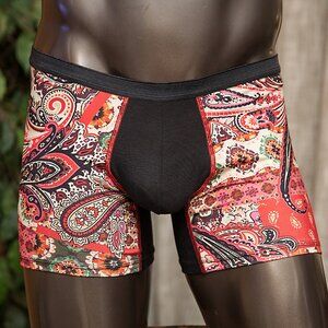 Mens Boho Paisley Print Boxer Brief Handmade